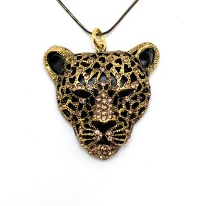 Jungle Cat Long Pendant Necklace